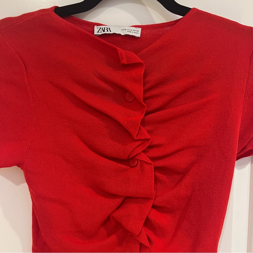 Zara Scarlet Ruffled Blouse - Picture 2 of 6